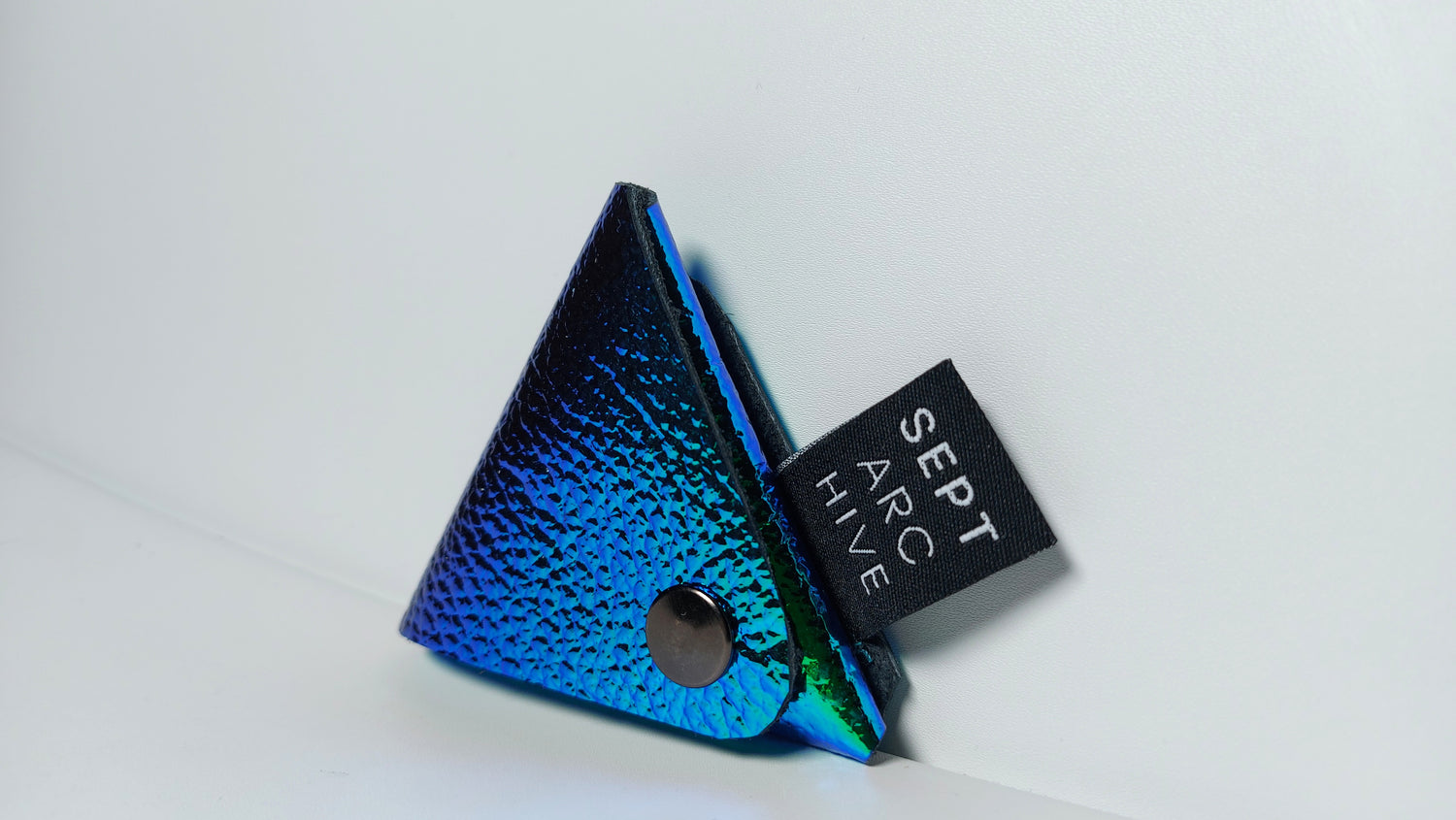 Iridescent Leather Triangle Coin Pouch Limited Edition