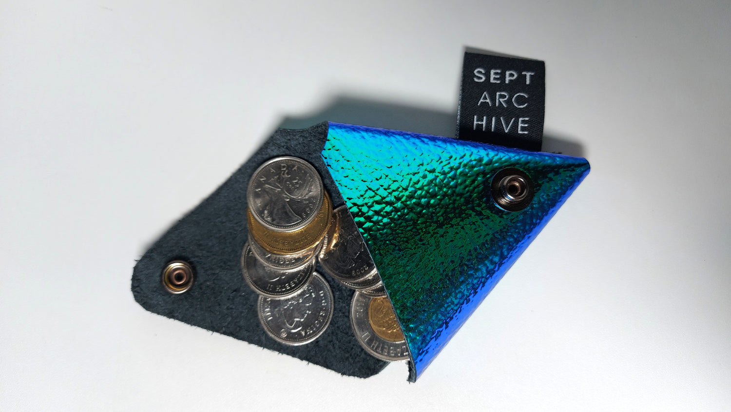 Iridescent Leather Triangle Coin Pouch Limited Edition