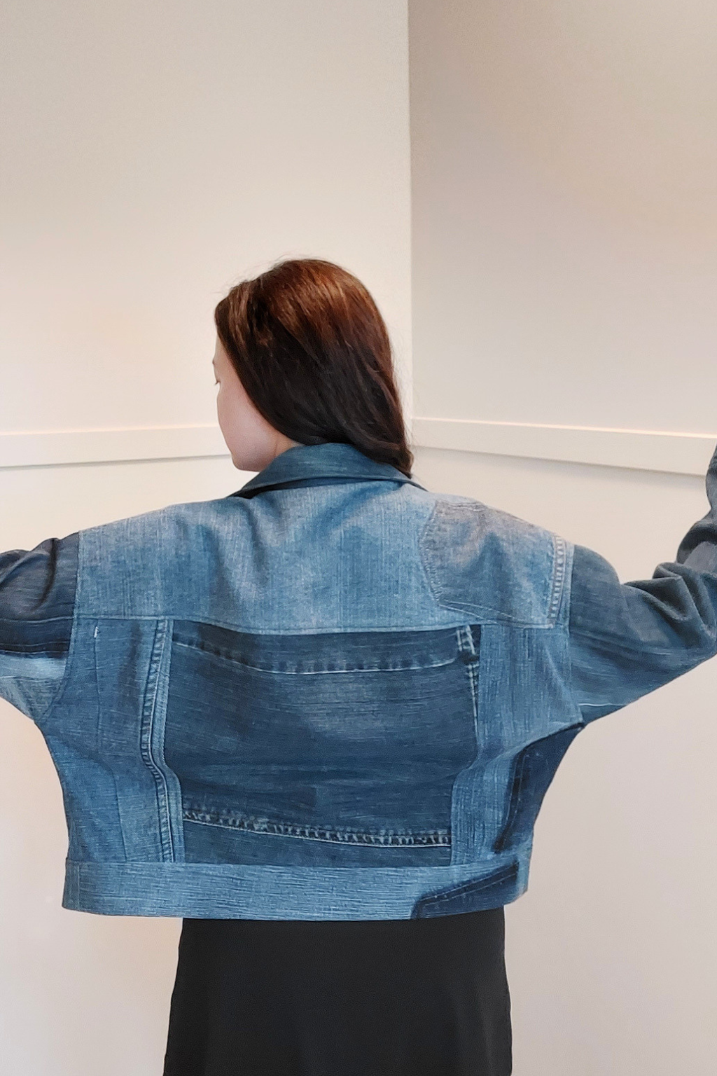Upcycled denim jacket by September Archive. Photo by Sheila Wong.