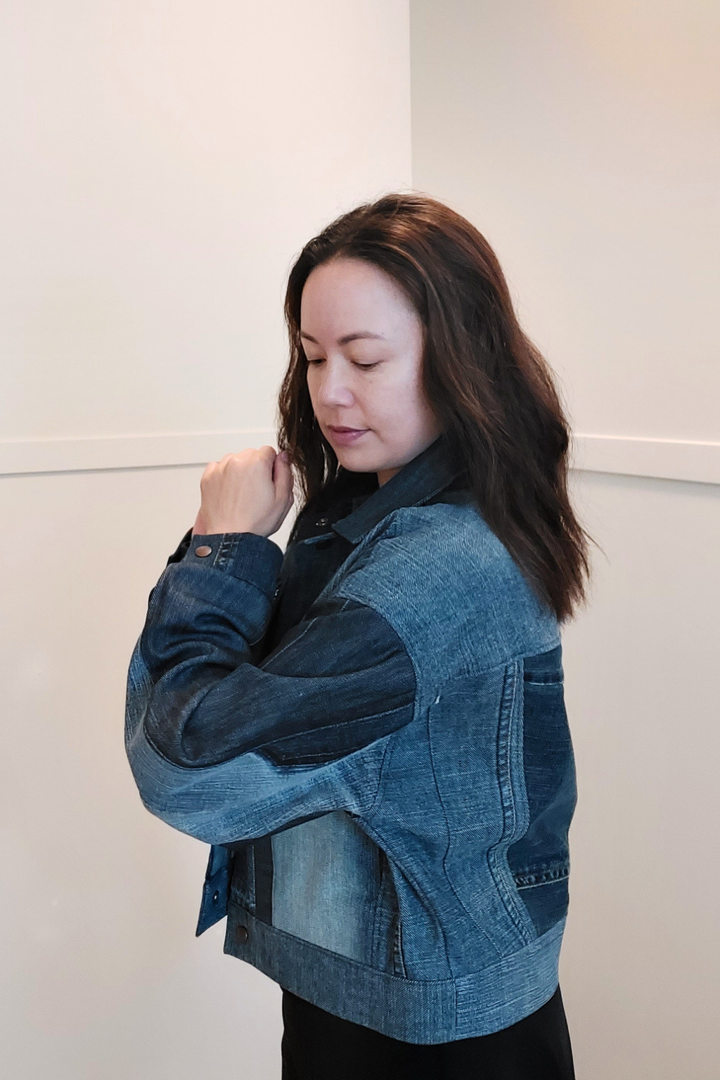 Upcycled denim jacket by September Archive. Photo by Sheila Wong.