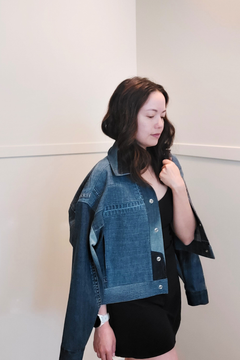 Upcycled denim jacket by September Archive. Photo by Sheila Wong. 