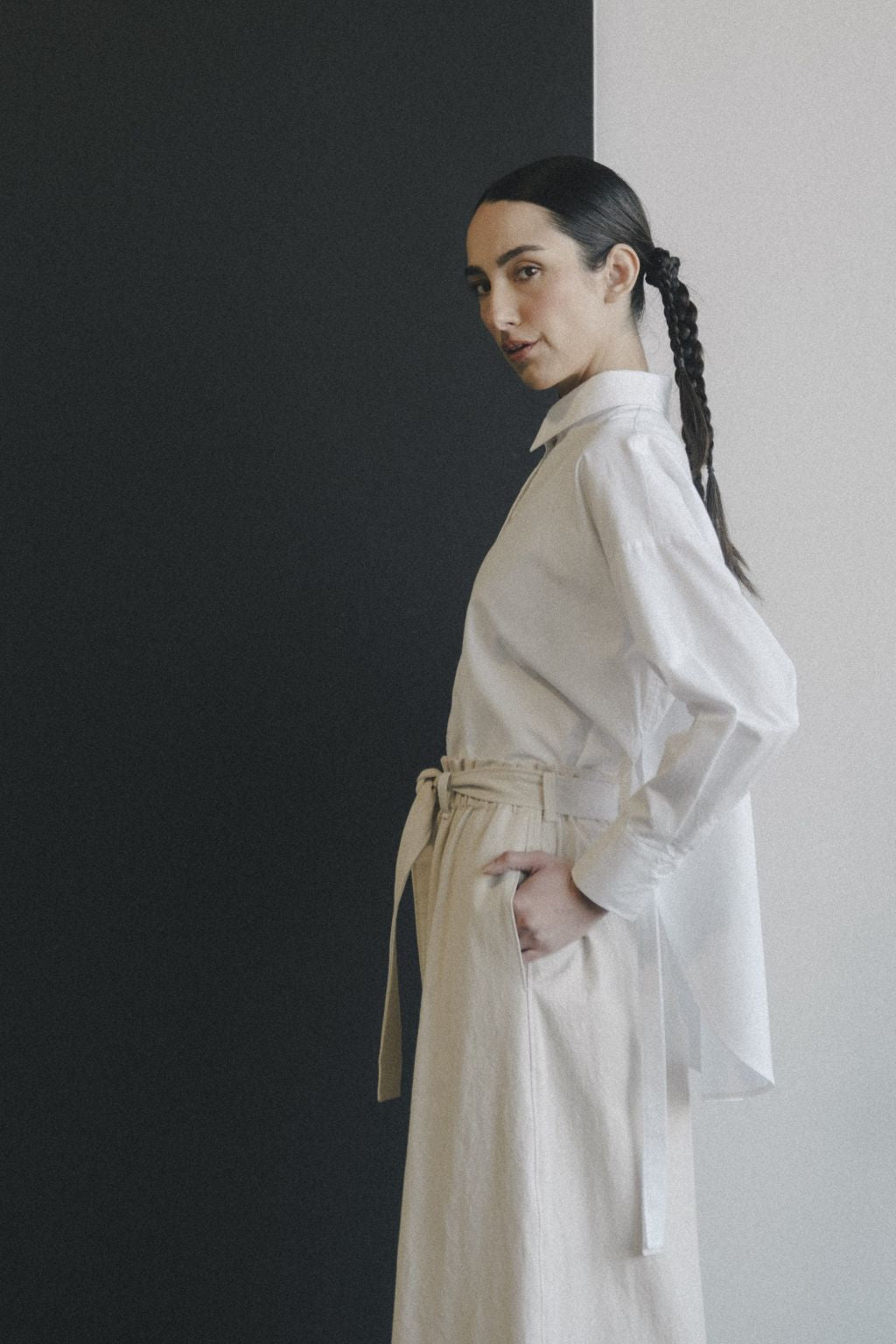 Jellyfish Tailored Shirt by September Archive. White tailored shirt. Photographed by Trevor Brady.