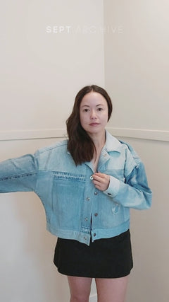 Upcycled denim jacket by September Archive. Video captured by Sheila Wong. 