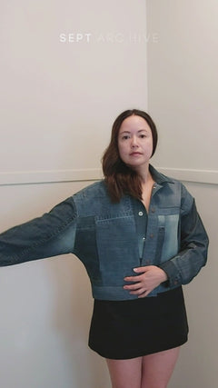 Upcycled denim rewind jacket by September Archive. Video captured by Sheila Wong.